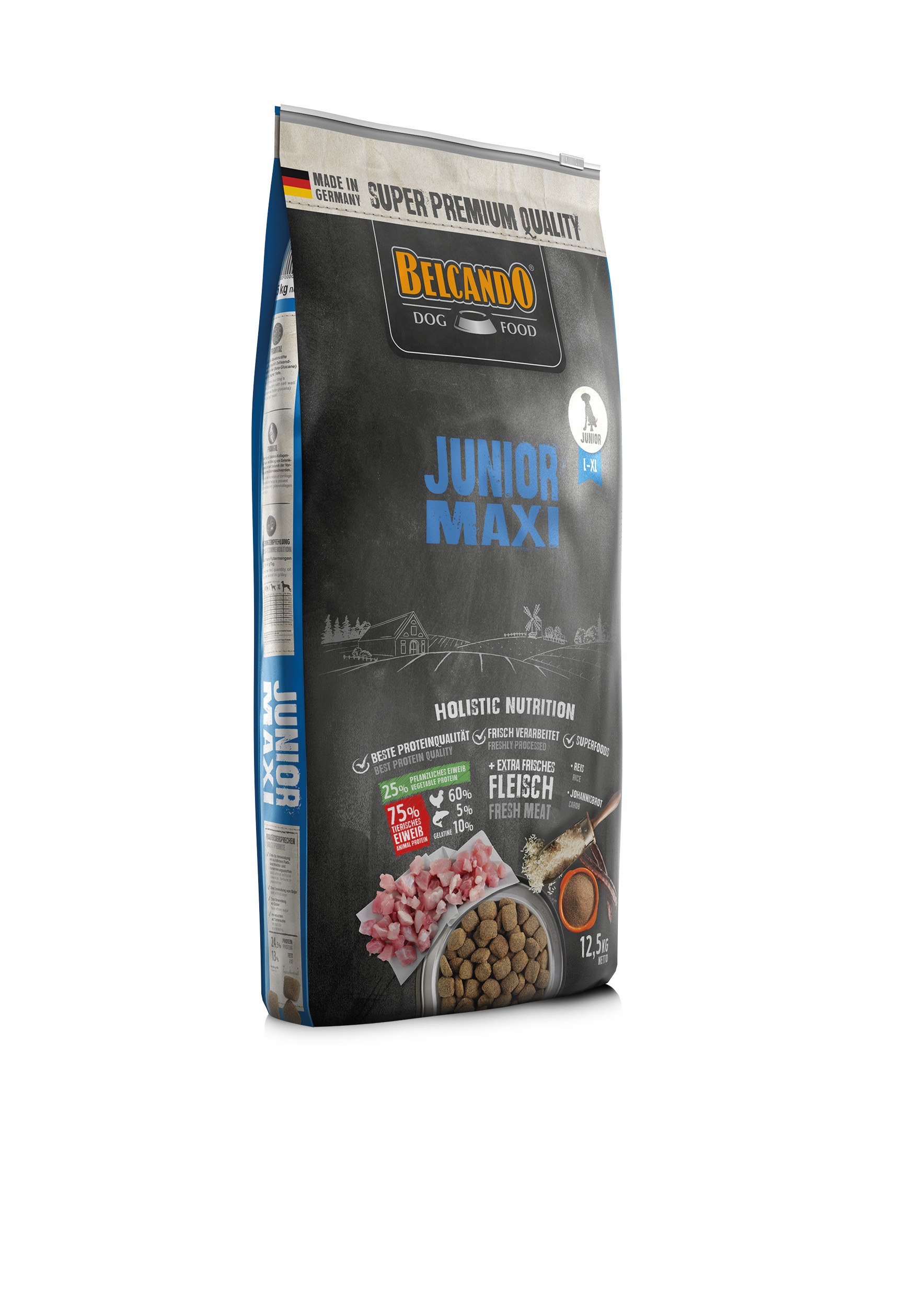 BELCANDO JUNIOR MAXI για νεαρούς σκύλους μεγαλόσωμων και γιγαντόσωμων φυλών, με φρέσκο κρέας πουλερικών 12,5kg
